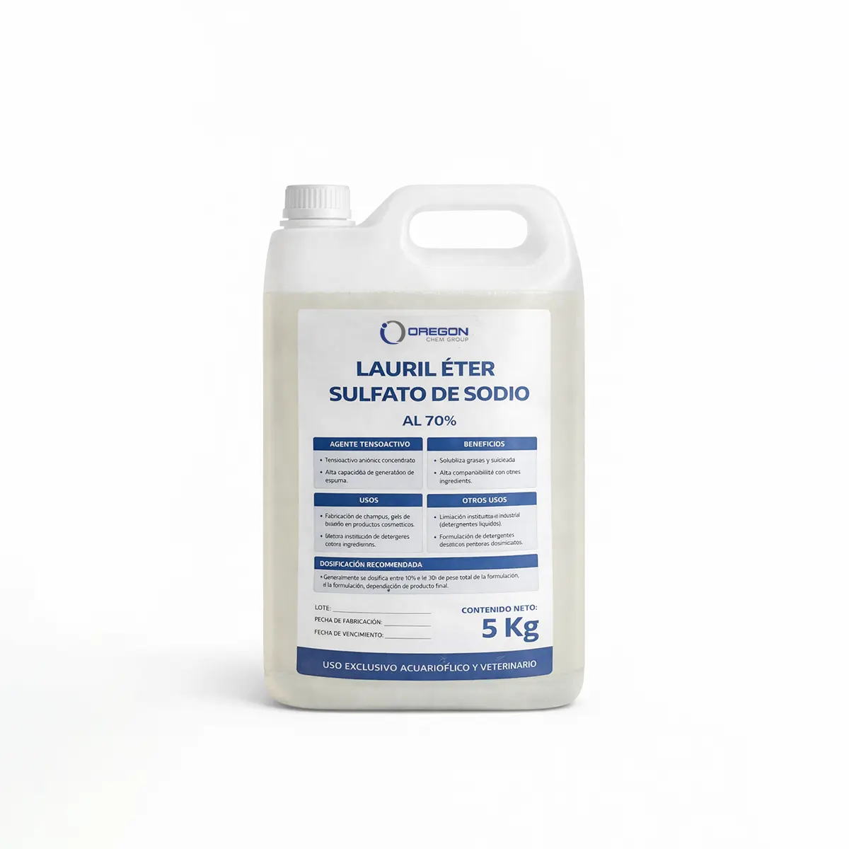 Lauril éter Sulfato De Sodio (70%) 1 Lauril Eter Sulfato De Sodio 70 5 Kg